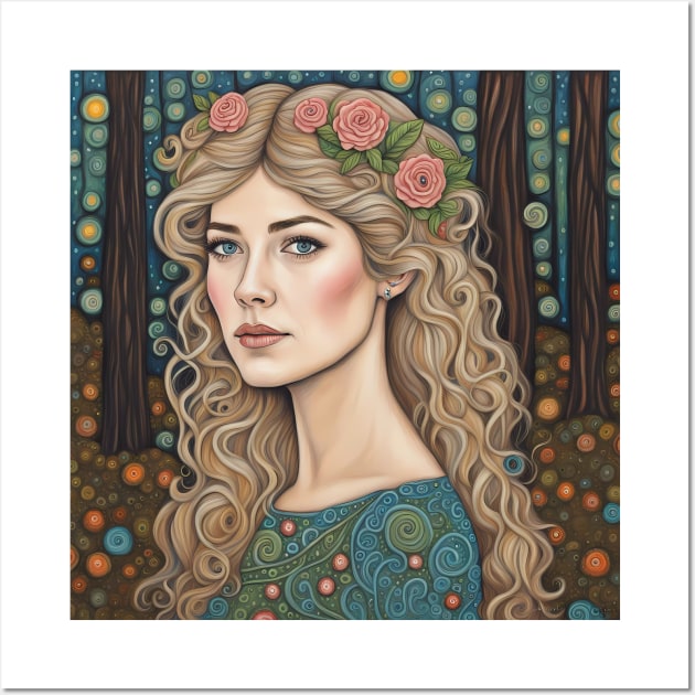 Rosamund Pike as a fairy in the woods Wall Art by Colin-Bentham